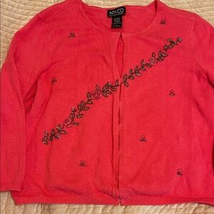 Vintage Y2K New York & Company Beaded Pink Roses Sweater